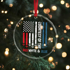 Courtesy of the Red White and Blue Crystal Glass Ornament US Military Patriotic American Flag TS02 Print Your Wear