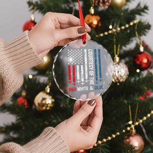 Courtesy of the Red White and Blue Crystal Glass Ornament US Military Patriotic American Flag TS02 Print Your Wear