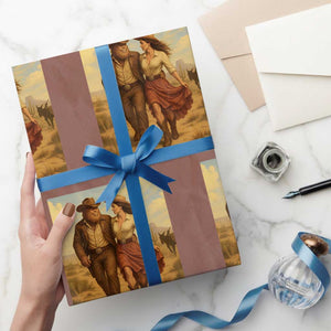 Cowboy Bigfoot Wrapping Paper Roll Funny Sasquatch Dancing Cowgirl Western Country TS14 Mocha Print Your Wear