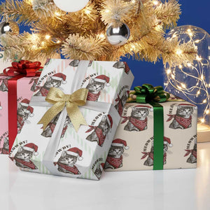 Cowboy Cat Christmas Wrapping Paper Roll Meowdy Western Rodeo TS14 Print Your Wear