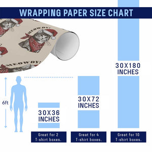 Cowboy Cat Christmas Wrapping Paper Roll Meowdy Western Rodeo TS14 Print Your Wear