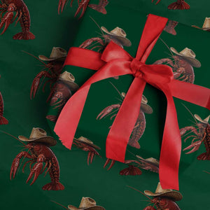 Cowboy Crawfish Wrapping Paper Roll Yeeclaw Western Country Seafood Lobster Cajun Lovers TS10 Green Print Your Wear