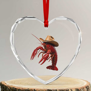 Cowboy Crawfish Heart Crystal Glass Ornament Yeeclaw Western Country Seafood Lobster Cajun Lovers TS10 Transparent Glass 3'' Heart Print Your Wear