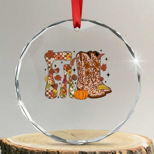Cowboy Fall Season Thanksgiving Western Boots Pumpkin Crystal Glass Ornament TS11 Transparent Glass 3'' Circle Print Your Wear