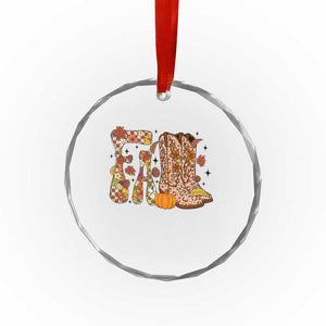 Cowboy Fall Season Thanksgiving Western Boots Pumpkin Crystal Glass Ornament TS11 Print Your Wear
