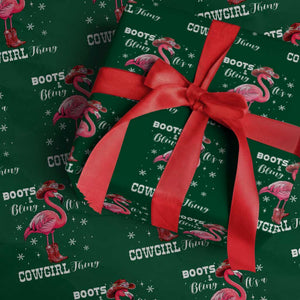 Cowboy Flamingo Wrapping Paper Roll Boots And Bling It Is A Cowgirl Thing TS14 Green Print Your Wear
