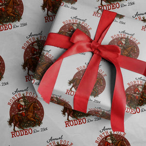 Cowboy Santa Christmas Wrapping Paper Roll Annual North Pole Rodeo Dec 25th TS14 White Print Your Wear