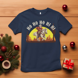 Cowboy Santa Claus Riding A Horse Ho Ho Hi Hi T Shirt TS09 Navy Printyourwear