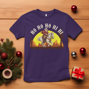 Cowboy Santa Claus Riding A Horse Ho Ho Hi Hi T Shirt TS09 Purple Printyourwear