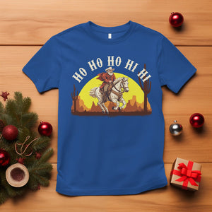 Cowboy Santa Claus Riding A Horse Ho Ho Hi Hi T Shirt TS09 Royal Blue Printyourwear