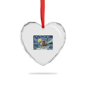 Cowboy Santa Starry Night Christmas Heart Crystal Glass Ornament TS14 Print Your Wear