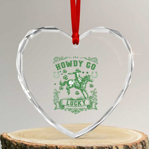 Cowboy St Patrick's Day Heart Crystal Glass Ornament Howdy Go Lucky TS14 Transparent Glass 3'' Heart Print Your Wear