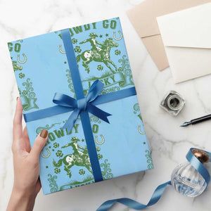 Cowboy St Patrick's Day Wrapping Paper Roll Howdy Go Lucky TS14 Light Blue Print Your Wear