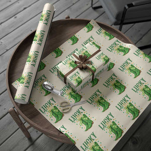 Cowboy St Patrick's Day Wrapping Paper Roll Lucky Girl Boots TS14 Beige Print Your Wear