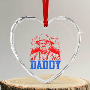 Cowboy Trump Daddy Heart Crystal Glass Ornament Western Politica Patriotic Americans TS02 Transparent Glass 3'' Heart Print Your Wear