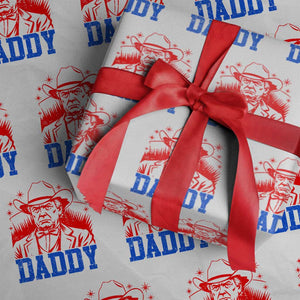 Cowboy Trump Daddy Wrapping Paper Roll Western Politica Patriotic Americans TS02 White Print Your Wear