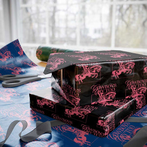 Cowboys Cry Too Wrapping Paper Roll Western Rodeo Cowgirl Cowboy Aesthetic Pink TS02 Black Print Your Wear