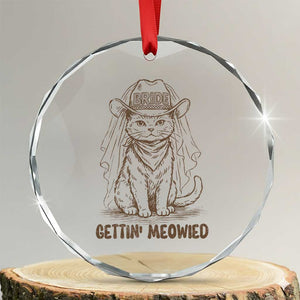 Cowgirl Bride Cat Crystal Glass Ornament Vintage Cow Cat Rodeo Bachelorette TS10 Transparent Glass 3'' Circle Print Your Wear
