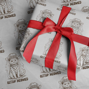 Cowgirl Bride Cat Wrapping Paper Roll Vintage Cow Cat Rodeo Bachelorette TS10 White Print Your Wear