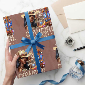 Cowgirl Wrapping Paper Roll Boots & Bling Its A Cowgirl Thing Melanin Rodeo TS10 Mocha Print Your Wear