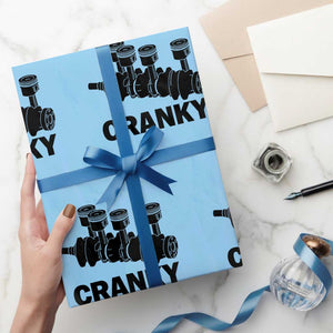 Cranky Car Engine Crankshaft Cars Lover Wrapping Paper Roll Mechanics Father Day TS10 Light Blue Print Your Wear
