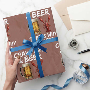 Crawfish Beer Lovers Wrapping Paper Roll Funny Crawfish Cajun Seafood Festival Daddy Crawfish TS10 Mocha Print Your Wear