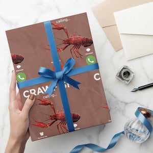 Crawfish Calling Wrapping Paper Roll Funny Fishing Cajun Boil Lobster Meme TS10 Mocha Print Your Wear