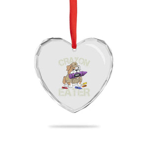 Crayon Eater Bulldog Heart Crystal Glass Ornament Funny Military Gift with Combat Pup and MRE Crayon TS02 Print Your Wear