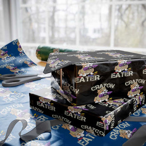 Crayon Eater Bulldog Wrapping Paper Roll Funny Military Gift with Combat Pup and MRE Crayon TS02 Black Print Your Wear