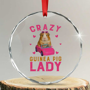 Crazy Guinea Pig Lady Crystal Glass Ornament Funny Pet Lover Gift TS12 Transparent Glass 3'' Circle Print Your Wear