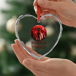 Creepy Alien Believe In Yourself Heart Crystal Glass Ornament Funny Blood Moon Sci-Fi Horror Graphic TS02 Print Your Wear