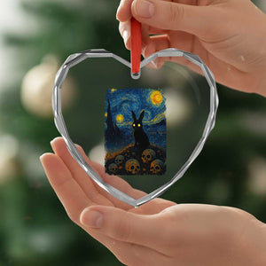 Creepy Cute Bunny Rabbits Heart Crystal Glass Ornament Alt Goth Grunge Dark Horror Starry Night Van Gogh Aesthetic TS10 Print Your Wear