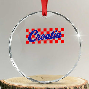 Croatia Crystal Glass Ornament Checkered Retro Hrvatska Zagreb Croatian