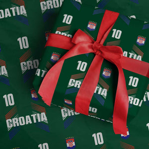 Croatia Soccer Sports Graphic Number 10 Jersey Style Wrapping Paper Roll Proud Croatian Football Fans Game Day Pride TS02 Green Print Your Wear
