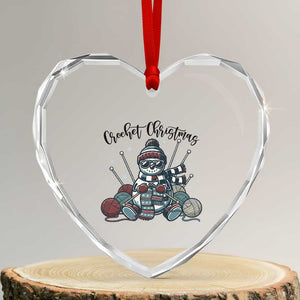 Crochet Christmas Heart Crystal Glass Ornament Funny Snowman Crocheting Gift TS12 Transparent Glass 3'' Heart Print Your Wear