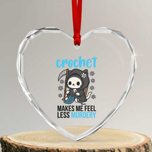 Crochet Makes Me Feel Less Murdery Heart Crystal Glass Ornament Grim Reaper Cat Gift TS12 Transparent Glass 3'' Heart Print Your Wear