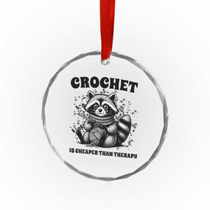 Crocheting Is Cheaper Than Therapy Crystal Glass Ornament Raccoon Yarn Lover TS12 Print Your Wear