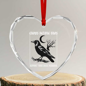 Crows Before Bros Support Your Local Murder Heart Crystal Glass Ornament Funny Crow Lovers TS10 Transparent Glass 3'' Heart Print Your Wear