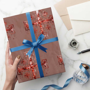 Crusader Jerusalem Cross Catholic Wrapping Paper Roll Gothic Christian Dark Faith Grunge Blood Splatter TS10 Mocha Print Your Wear