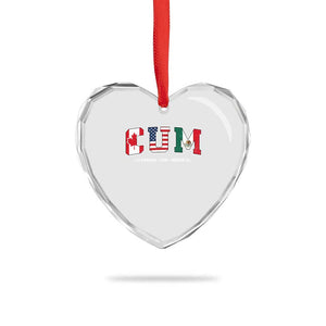 CUM Canada USA Mexico Patriotic Soccer Fans Heart Crystal Glass Ornament