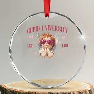 Cupid University Crystal Glass Ornament Cute Valentines Day Funny College TS10 Transparent Glass 3'' Circle Print Your Wear