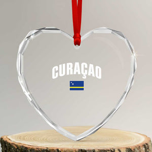 Curaçao National Flag Classic Heritage Heart Crystal Glass Ornament Caribbean Pride Souvenir