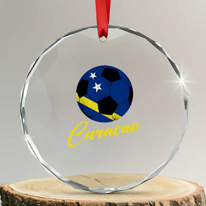 Curaçao Soccer Fans Distressed Flag Crystal Glass Ornament Football Heritage Pride Support