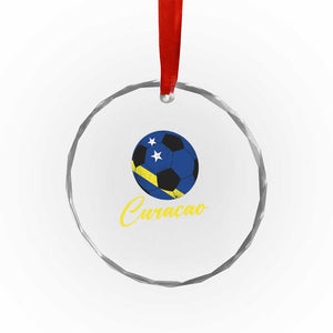 Curaçao Soccer Fans Distressed Flag Crystal Glass Ornament Football Heritage Pride Support