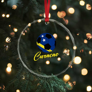 Curaçao Soccer Fans Distressed Flag Crystal Glass Ornament Football Heritage Pride Support