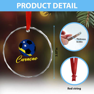 Curaçao Soccer Fans Distressed Flag Crystal Glass Ornament Football Heritage Pride Support