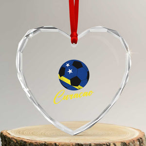 Curaçao Soccer Fans Distressed Flag Heart Crystal Glass Ornament Football Heritage Pride Support