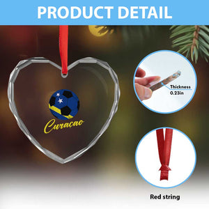 Curaçao Soccer Fans Distressed Flag Heart Crystal Glass Ornament Football Heritage Pride Support