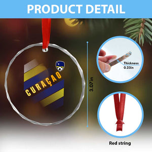 Curaçao Soccer Flag Stripe Jersey Style Crystal Glass Ornament Football Fans Pride Support