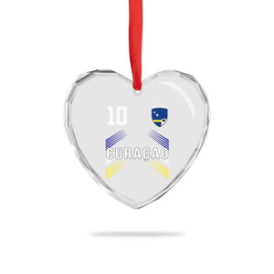 Curacao Soccer Sports Graphic Number 10 Jersey Style Heart Crystal Glass Ornament Proud Curaçaoans Football Fans Game Day Pride TS02 Print Your Wear